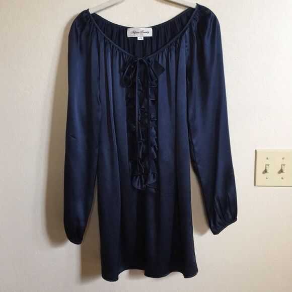 SATIN NAVY COCKTAIL TUNIC - Picture 1 of 2